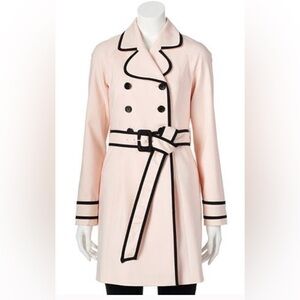 Elle Pink Double-Breasted Coat with Black Trim